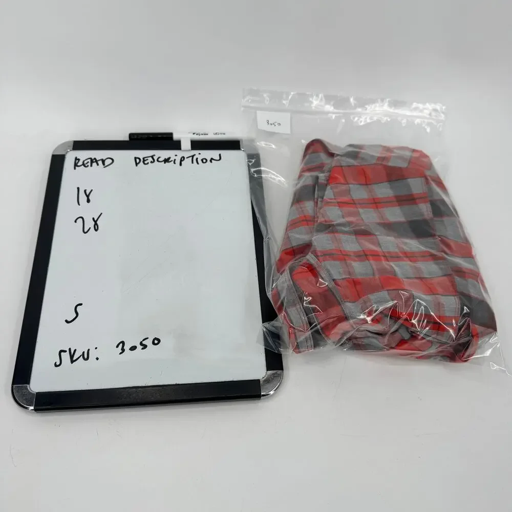 The North Face Shirt Mens Small Gray Red Plaid Snap Up‎ Shorts Sleeve Gorpcore